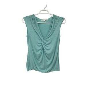 Max Studio Sleeveless Knot Twist Front Knit top 100% Rayon Mint Green‎ L